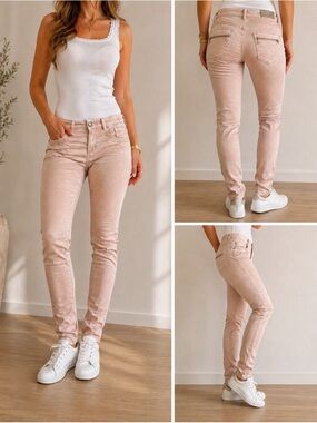 Mos Mosh stunning jeans pink&sable shadow mid rise skinny ruched stretchy cotton